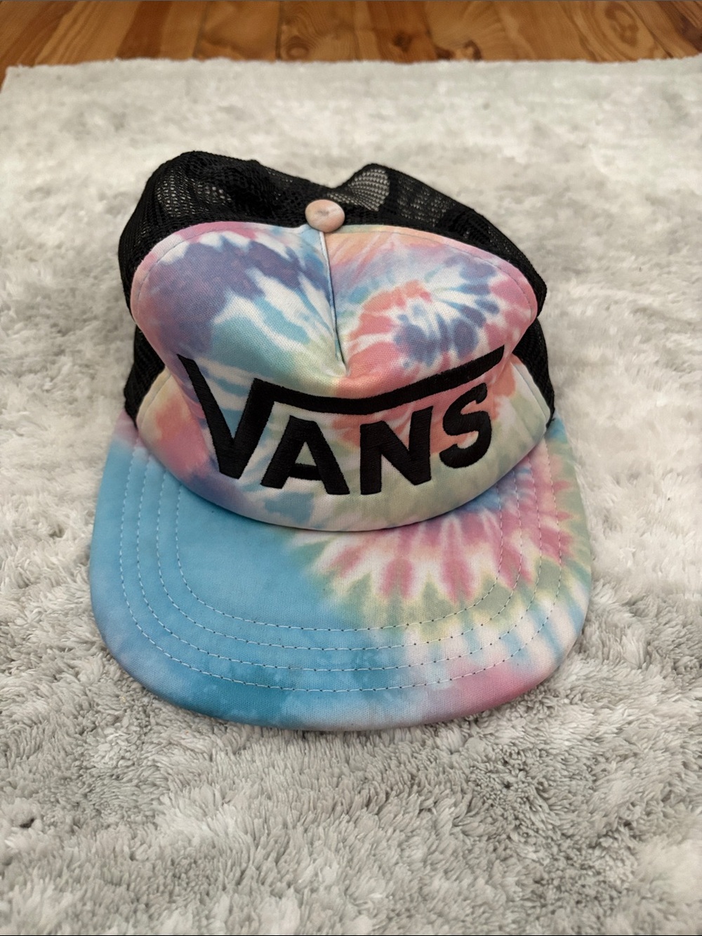 Vans Pastel Tie-Dye Trucker Hat with Black Logo